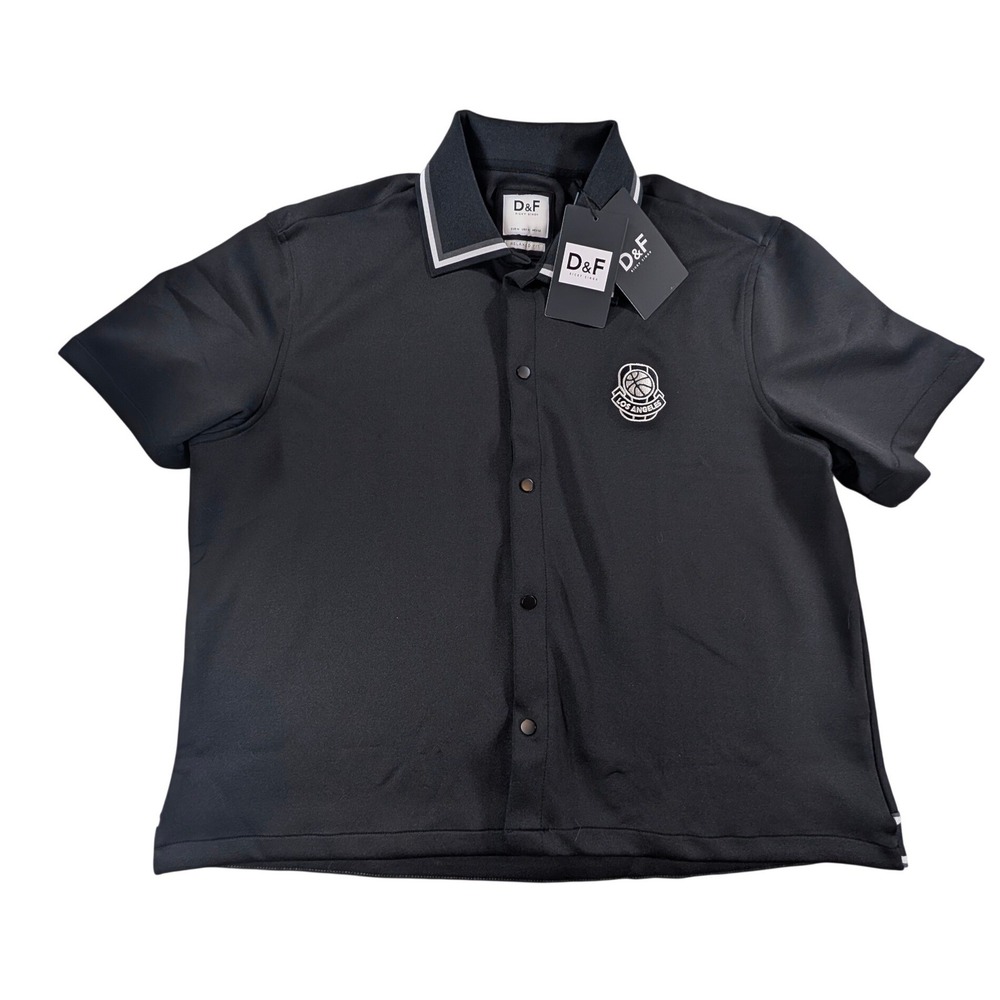 Denim & Flower Ricky Singh Mens M Black Snap Front Relaxed Fit Shirt NWT